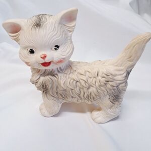Vintage 1960 Edward Mobley Kitty Cat Head Move Squeaky Rubber Toy 9" Arrow
